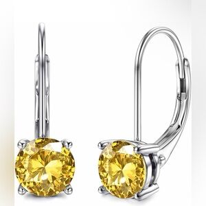 Elegant Silver and Yellow Gemstone Earrings